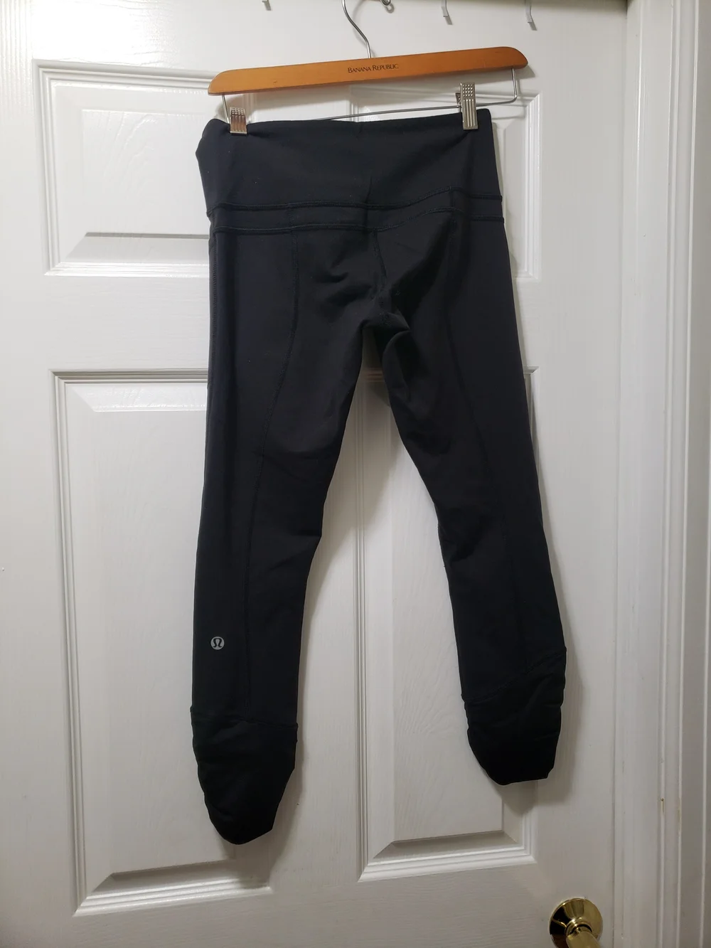 lululemon athletica Black Cropped Leggings with Gathered Hem